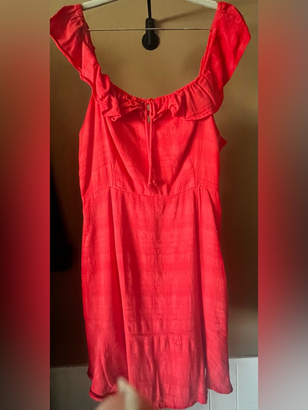 American Eagle Outfitters Coral Ruffle-Trim Sleeveless Tunic